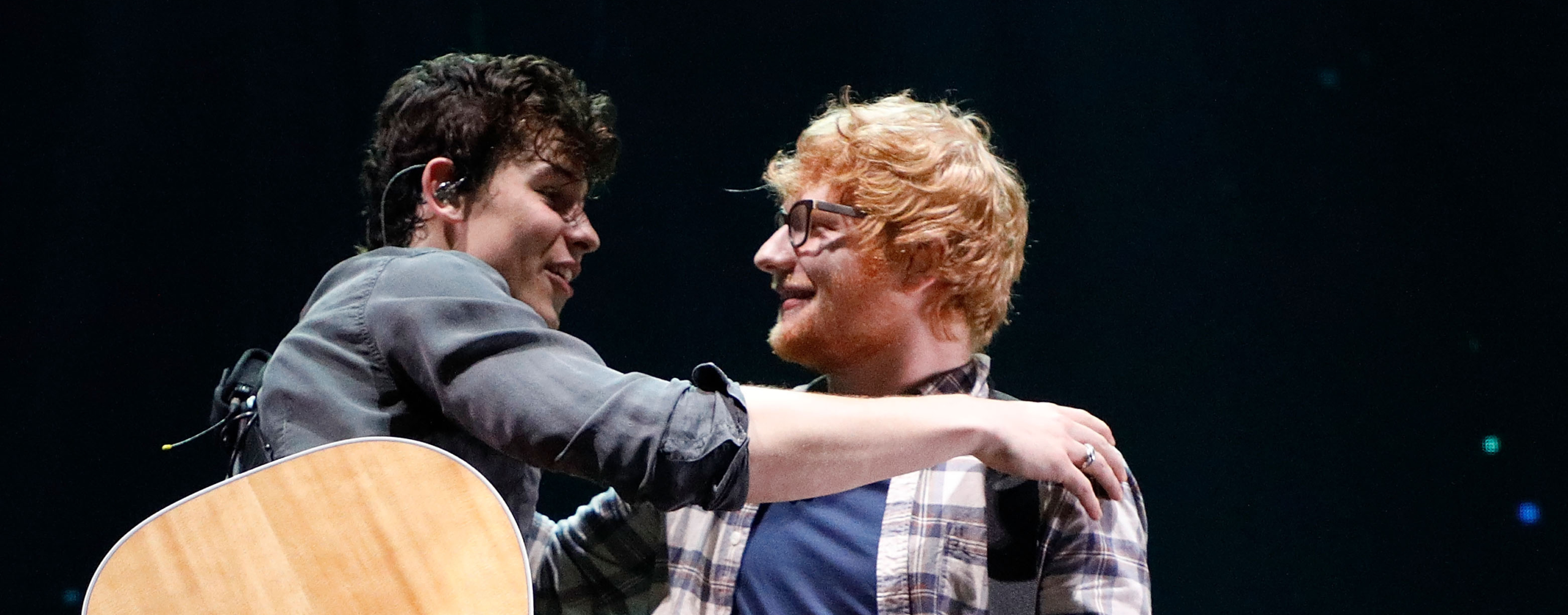 Shawn Mendes and Ed Sheeran performing on stage
